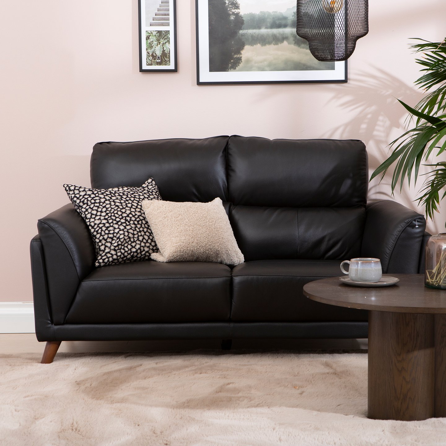 Amalfi 2-istuttava sohva musta nahka/keinonahka