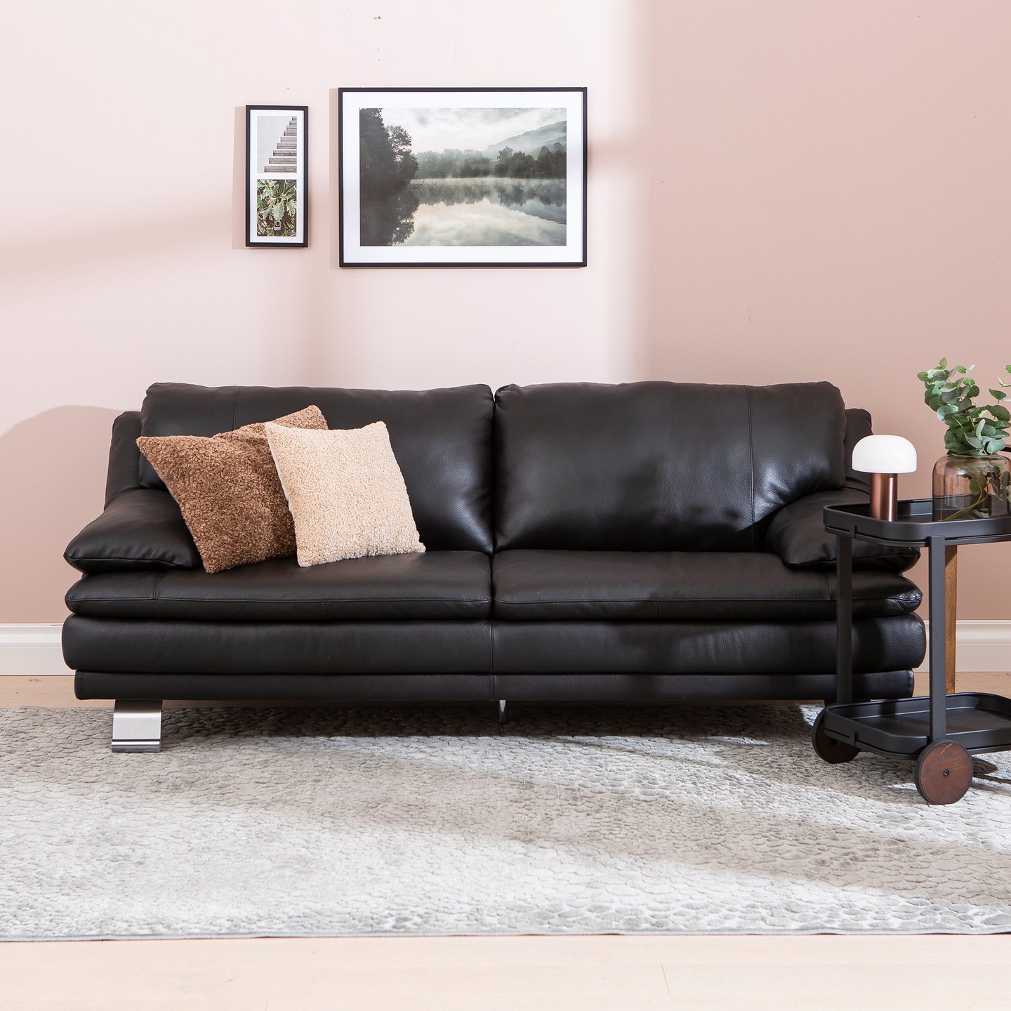 Corona 3-istuttava sohva musta