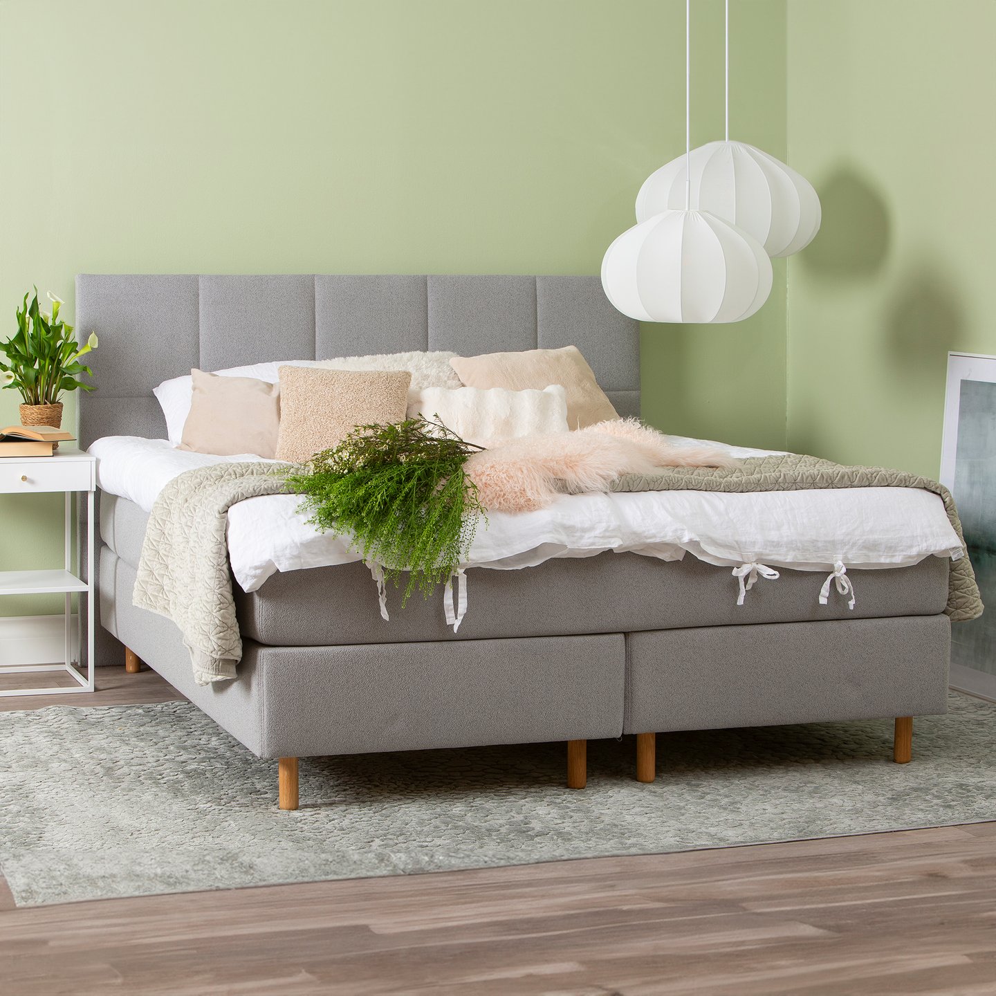 Unelle 400 jenkkisänky 180x200cm, memory, hard/hard, vaaleanharmaa (sis. memory-petauspatjan + päädyn)