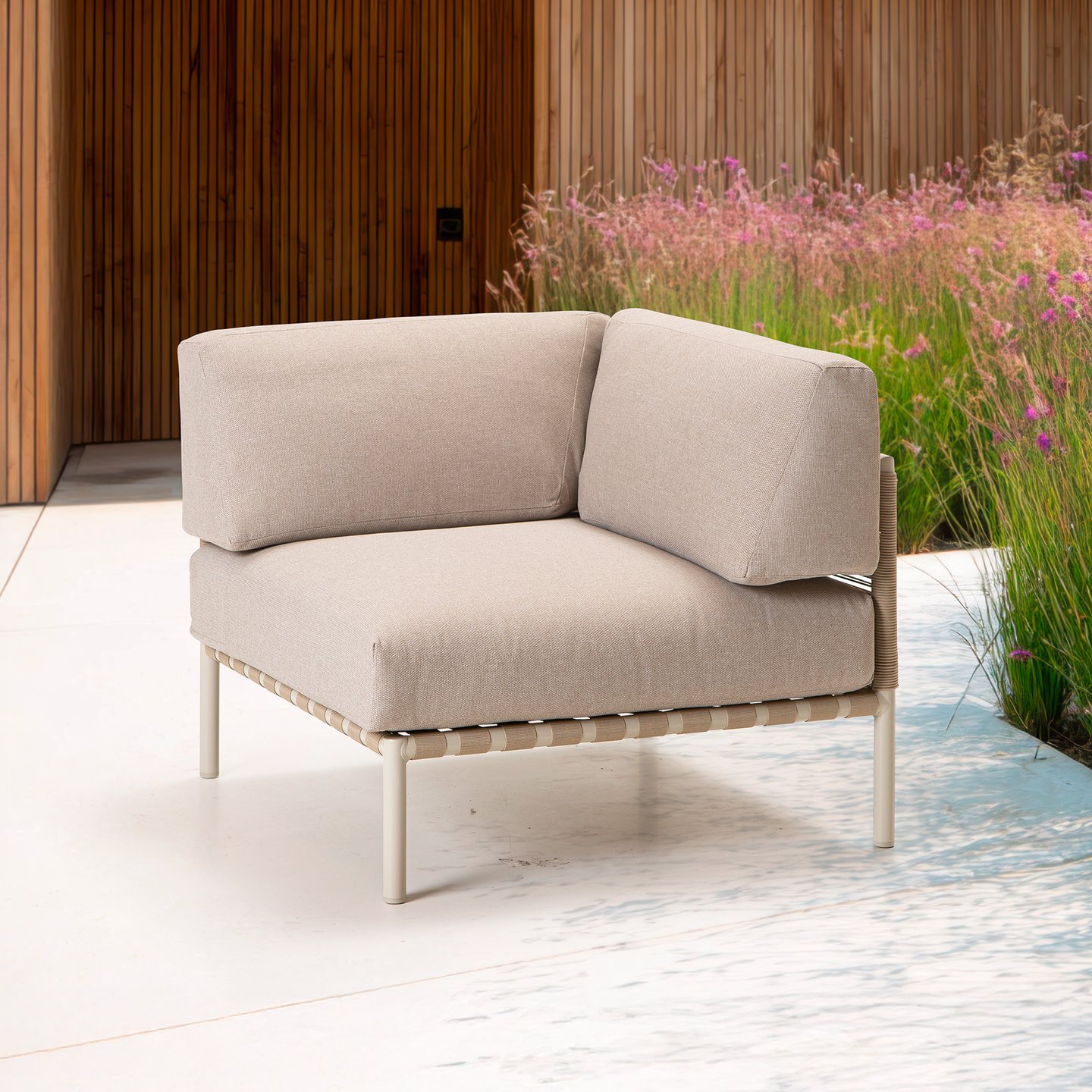 Asgård kulmaosa, taupe runko / beige pehmuste