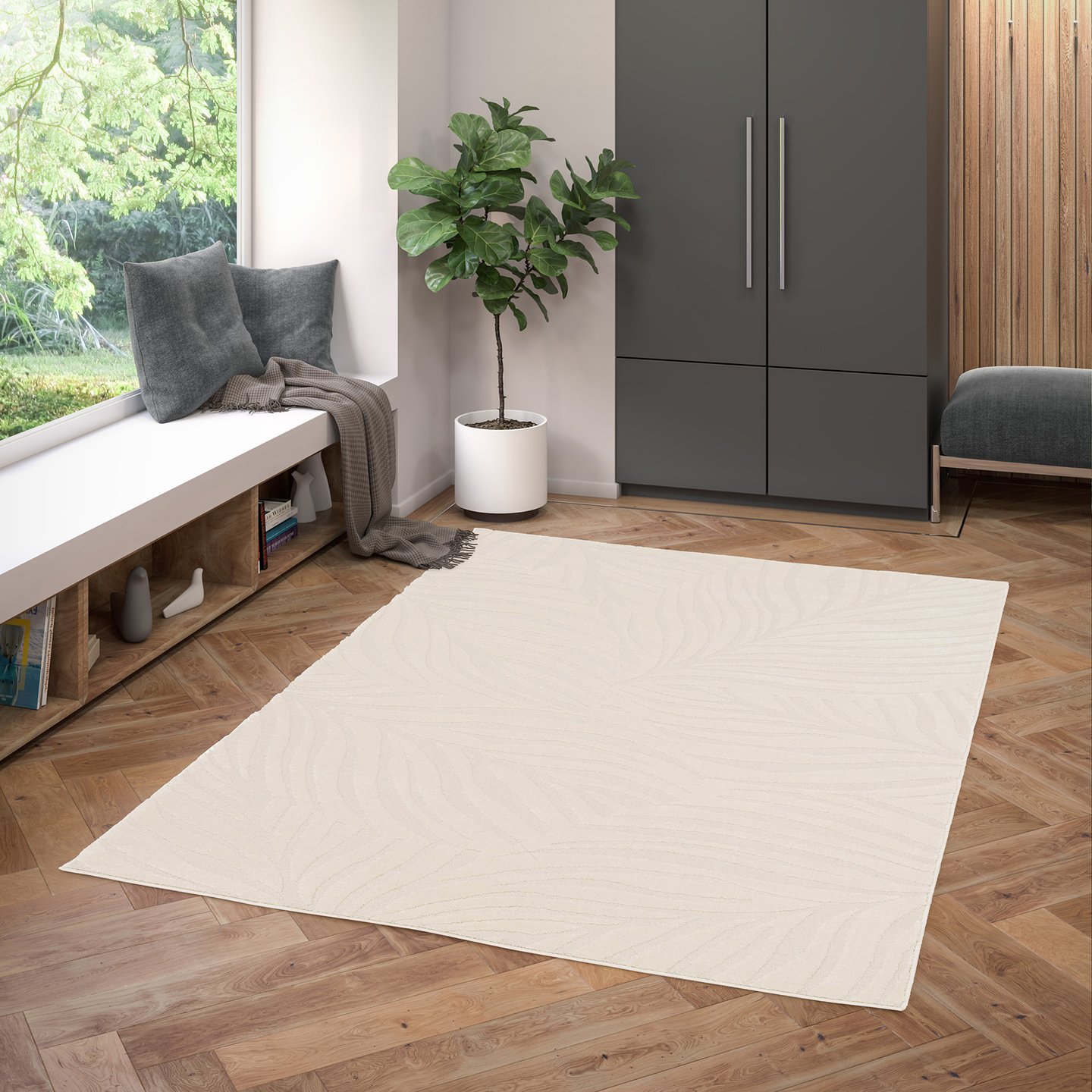Kaste matto 160x230 cm luonnonvalkoinen