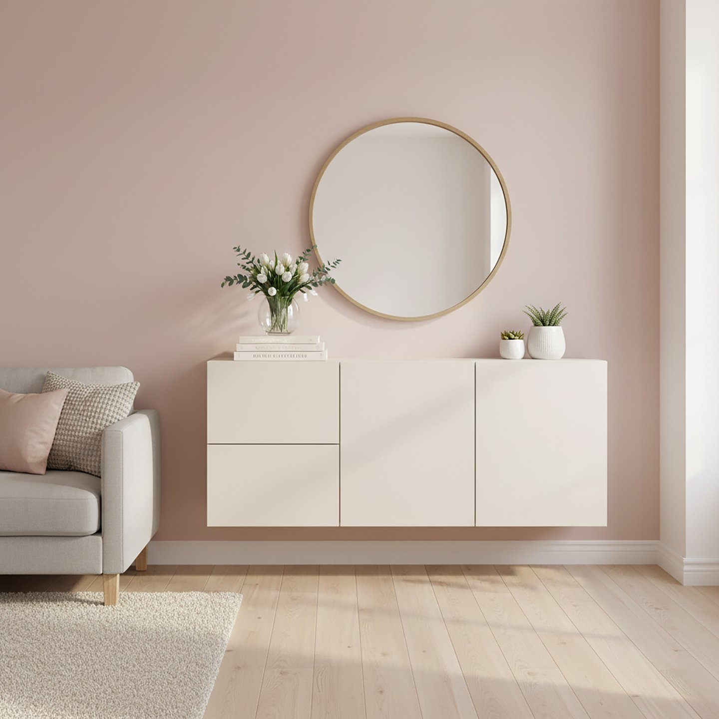 Lakeus senkki nro 5. 148 cm greige, seinään asennettava