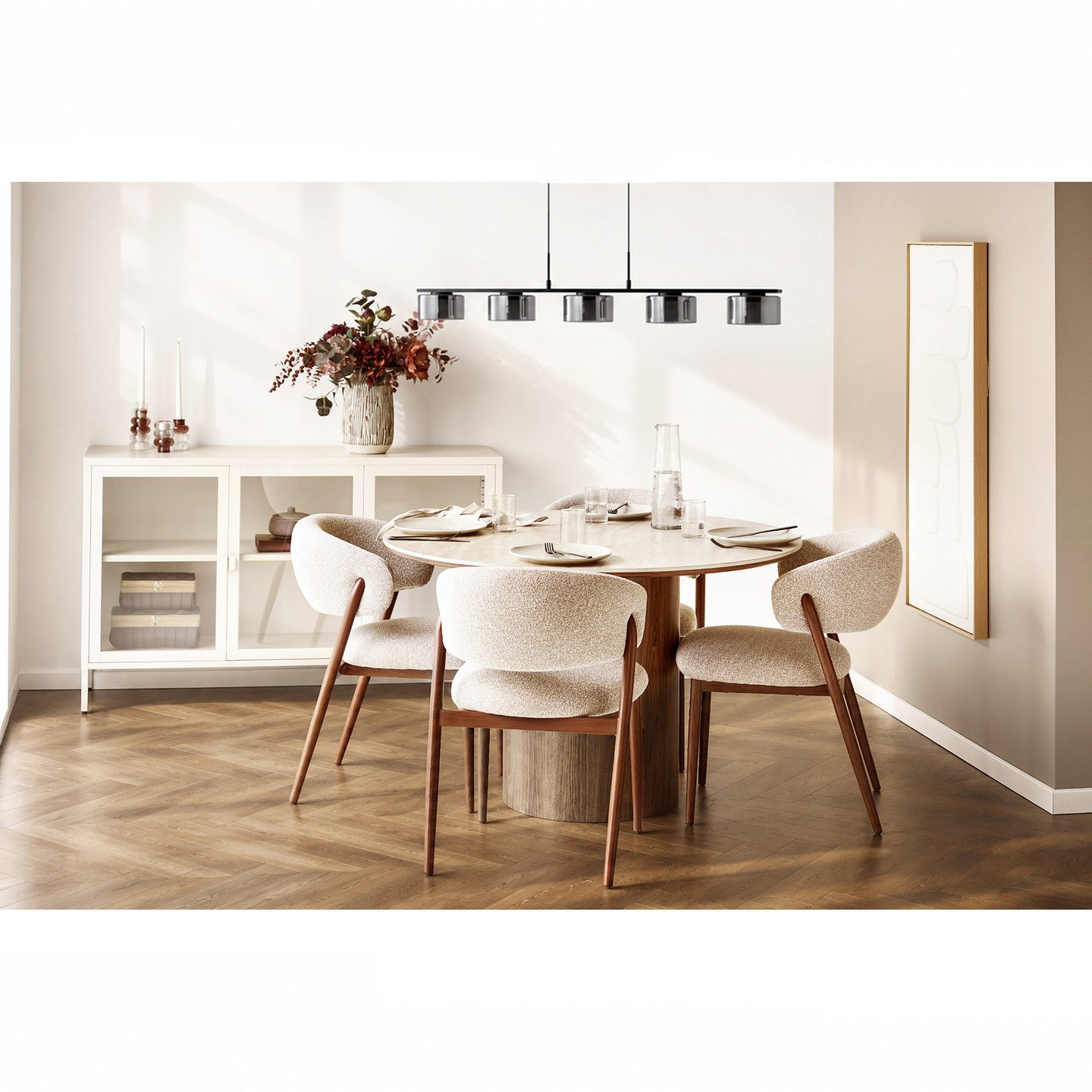 House Nordic riippuvalaisin, 5 led-valoa, teräs/lasi