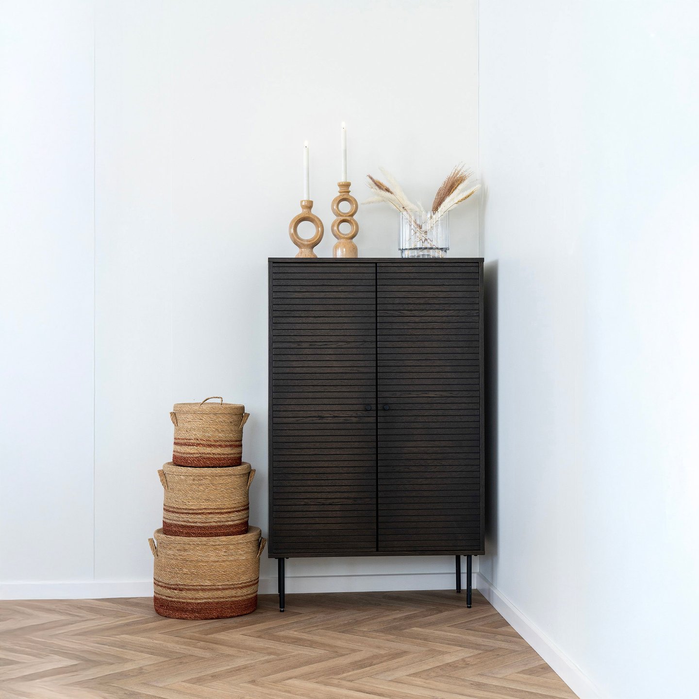 House Nordic Kyoto kaappi 80x40x130, smoked tammiviilu / mustat jalat