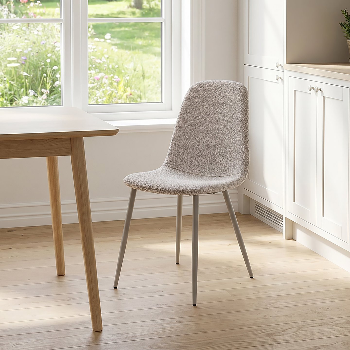 Maria ruokapöydän tuoli, harmaa runko / beige kangas