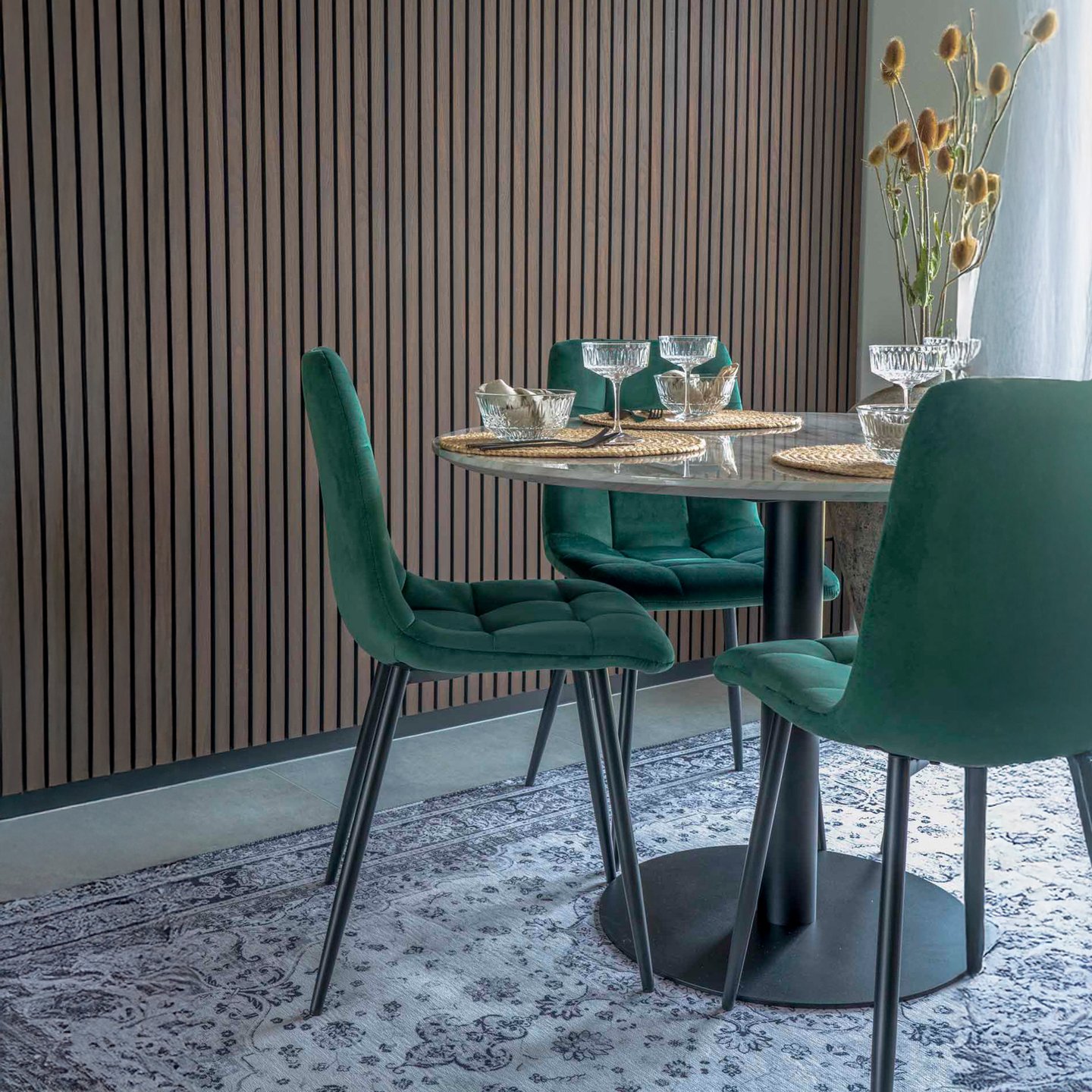 House Nordic Middel ruokatuoli, vihreä sametti