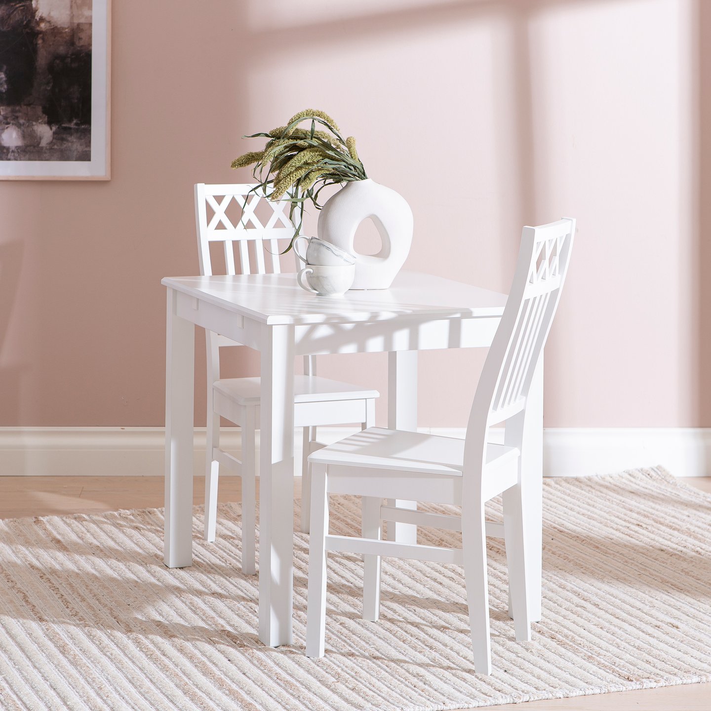 Hovi ruokailuryhmä 70x85 kahdelle, valkoinen