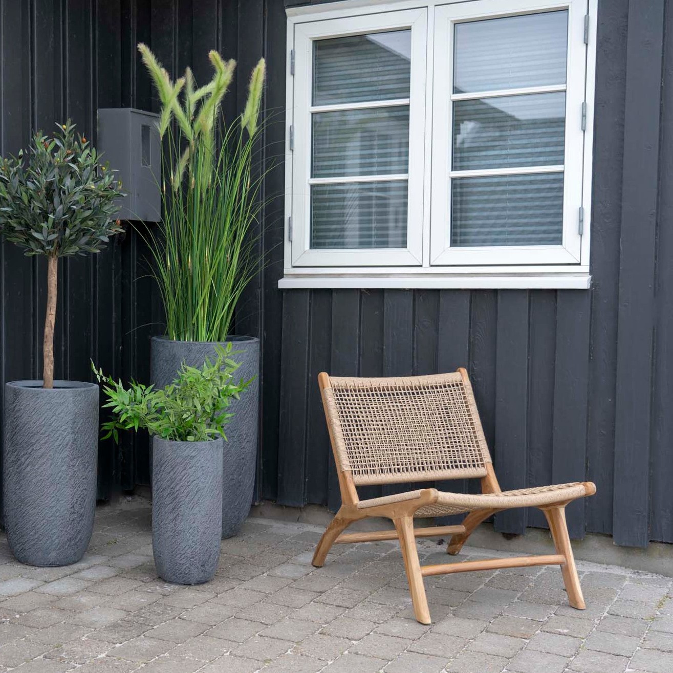 House Nordic Derby lounge-tuoli, natural tiikki/polyrottinki