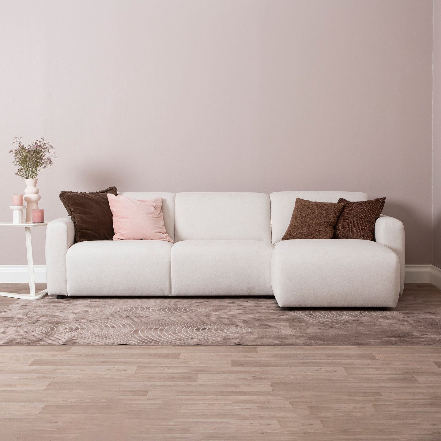 Basel 3-istuttava divaanisohva oikea, beige