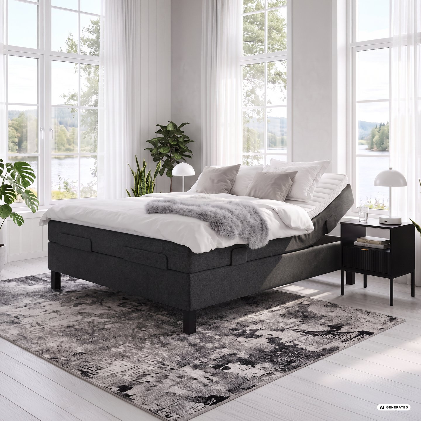 Wonderland Vip moottorisänky 160x200 x-firm/x-firm, Rock 87 tummanharmaa
