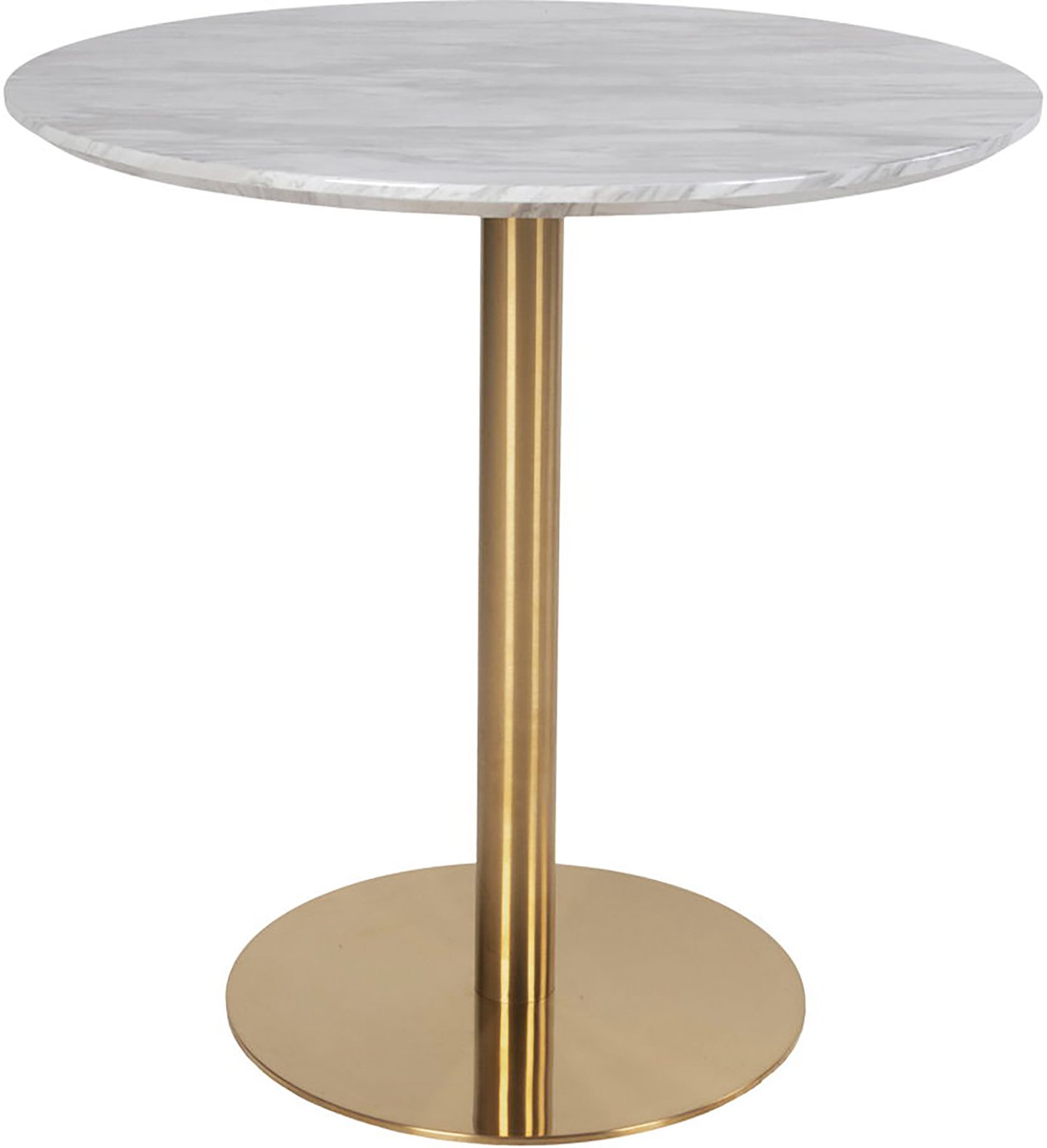 House Nordic Bolzano ruokapöytä pyöreä 90cm, harmaa marmorijäljitelmä / messingin värinen jalka