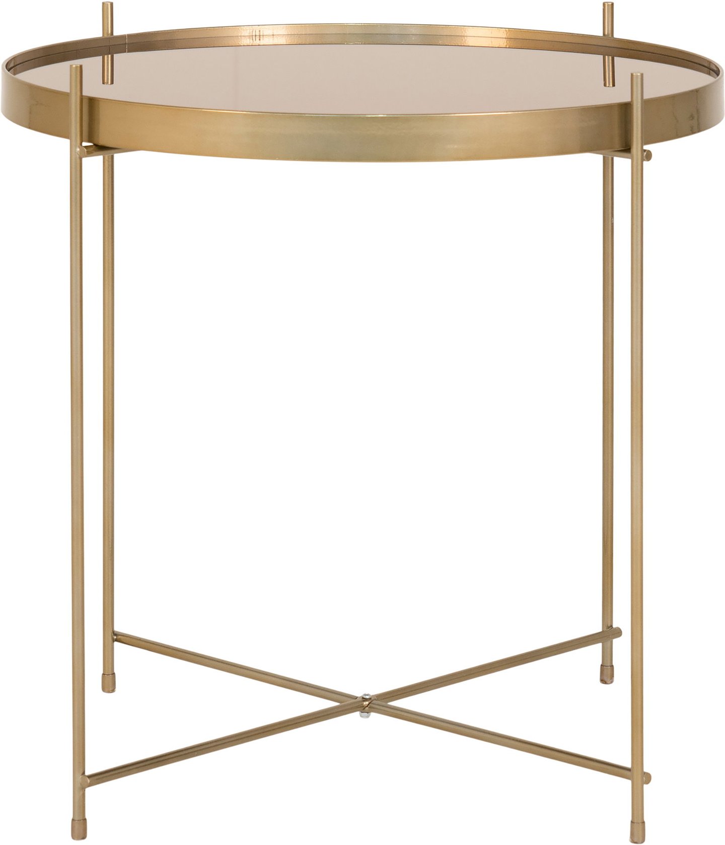 Venezia sohvapöytä, messinginvärinen teräs, lasi, pyöreä 48xh48cm