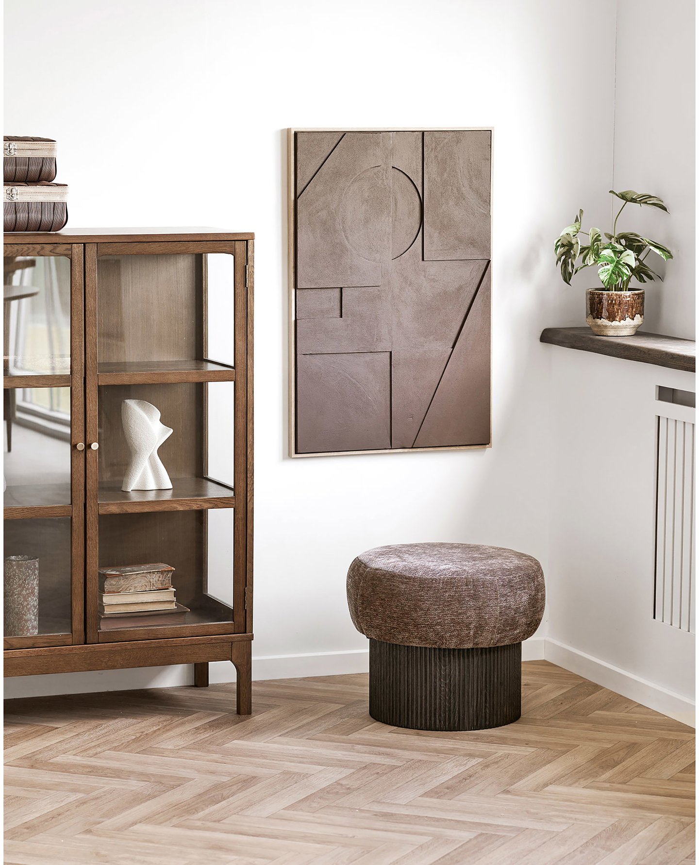 House Nordic rahi, chenillekansi, tummanruskea, ø52x42 cm