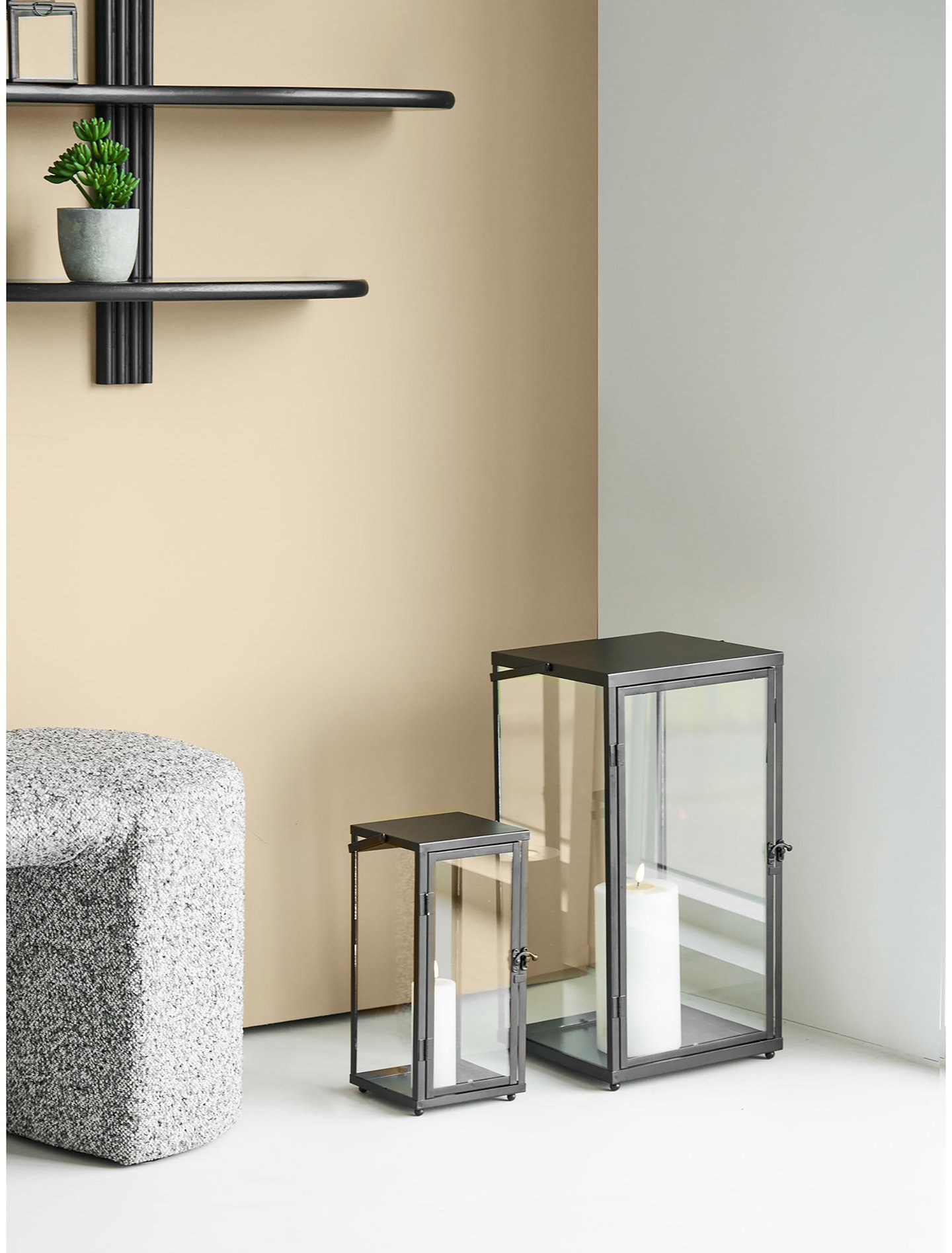 House Nordic lyhdyt, 2-kpl metalli/lasi, musta,