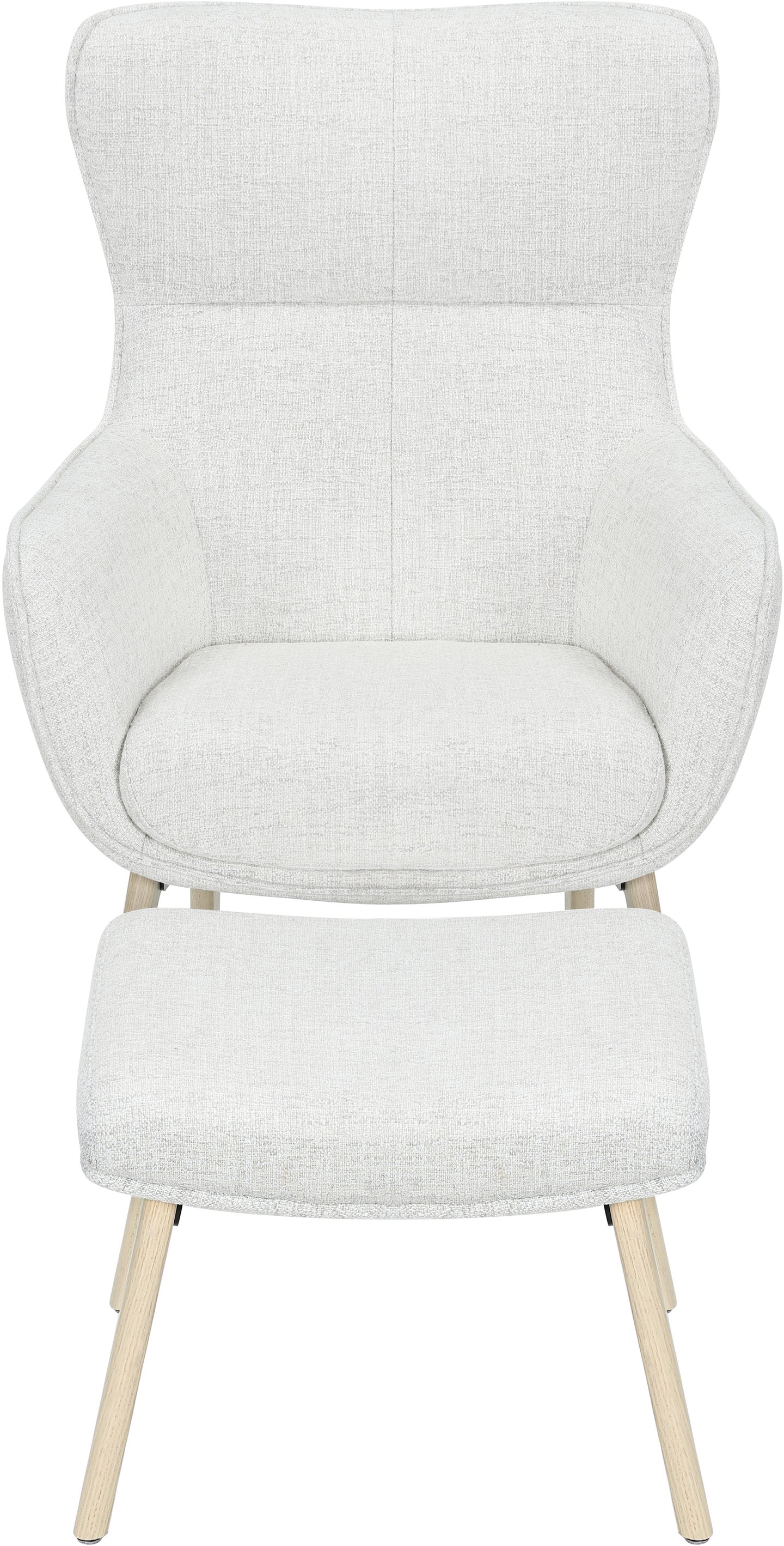 N&L Lisbet lepotuoli & rahi, beige verhoilu, valkovahatun tammen värinen runko