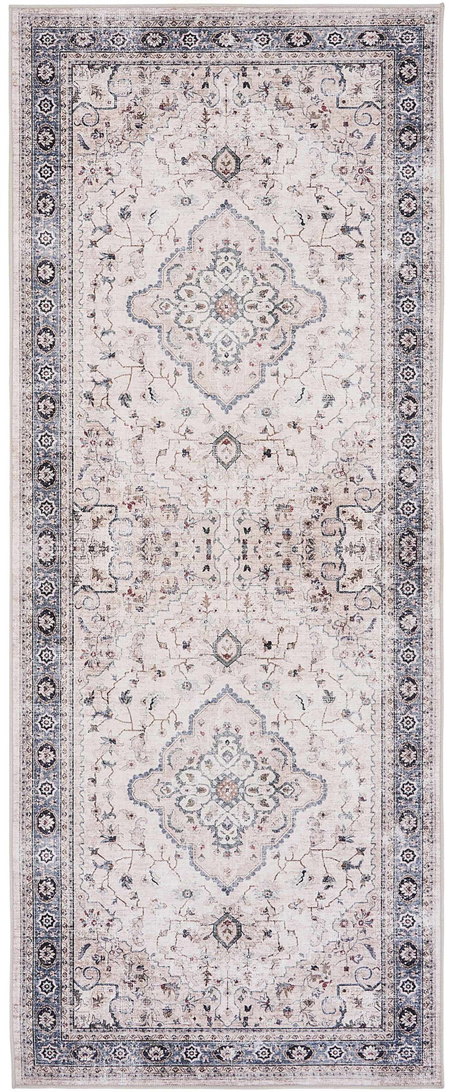 House Nordic käytävämatto, luonnonvalkoinen/beige/sininen, 80x200 cm