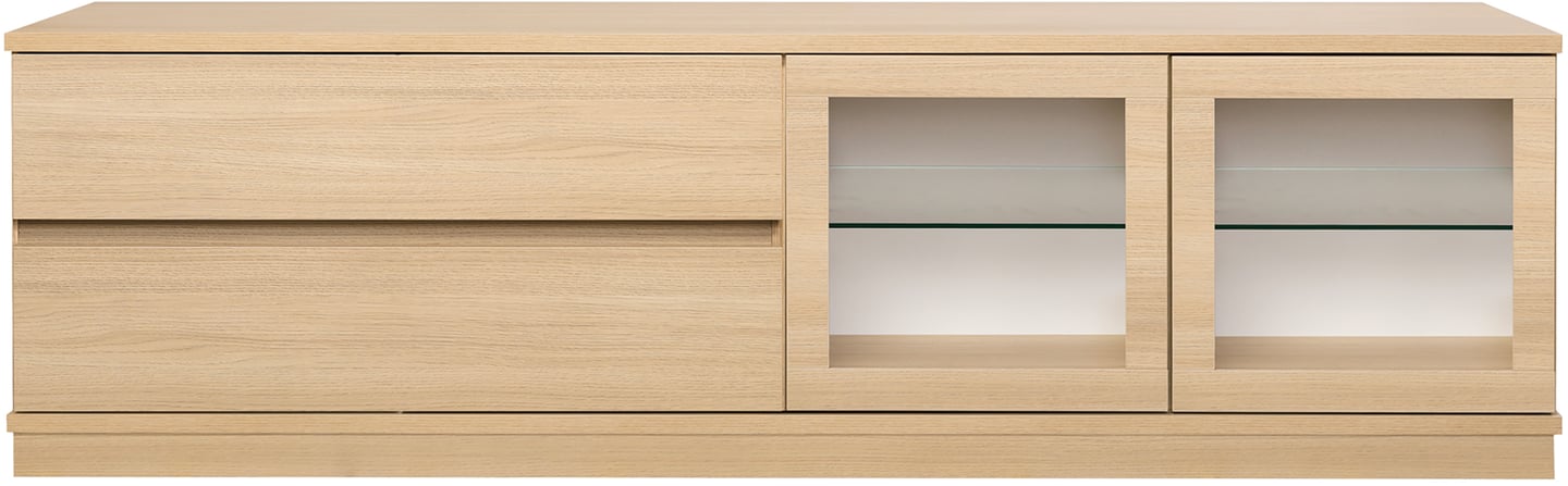 Sata taso nro 48. 183cm 2 lasiovi oikea + 2ltk vaalea tammi, sokkeli