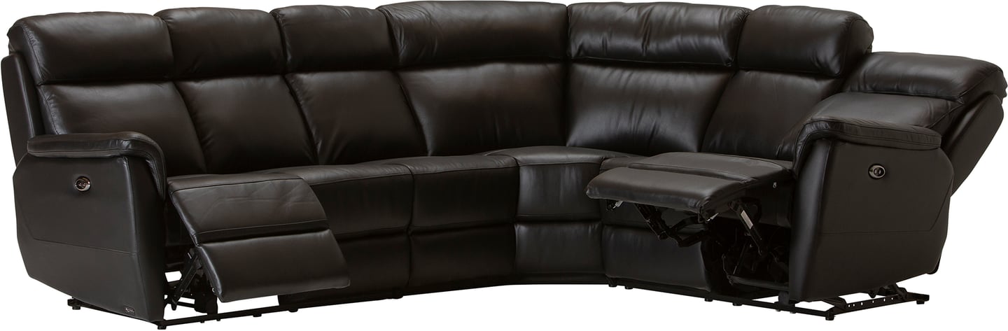 Loungea Colorado recliner-kulmasohva 3K2/2K3, musta nahka/keinonahka