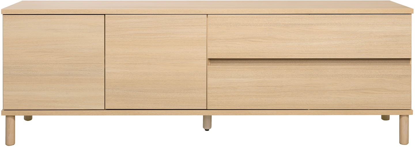 Sata-sarja taso nro 45. 183cm 2 ovi vasen + 2ltk vaalea tammi, pyöreä jalka