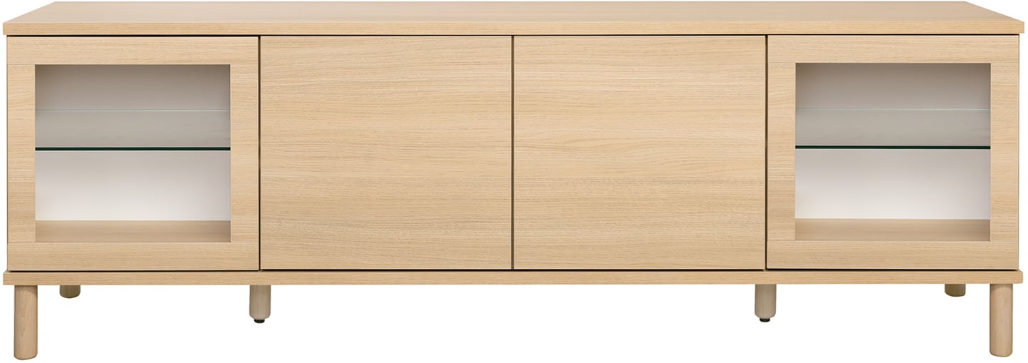 Sata taso nro 50. 183cm 2 ovea + 2 lasiovea vaalea tammi, pyöreä jalka