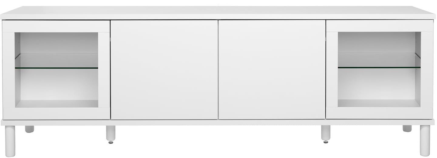 Sata-sarja taso nro 50. 183cm 2 ovea + 2 lasiovea valkoinen, pyöreä jalka