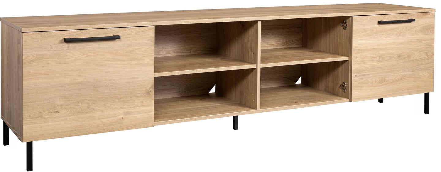 Nauvo tv-taso 220 cm: Tyylikäs Nauvo TV-taso hunajatimessä, 220 cm, tarjoaa runsaasti säilytystilaa olohuoneeseen. Moderni muotoilu yhdistää funktionaalisuuden ja estetiikan.