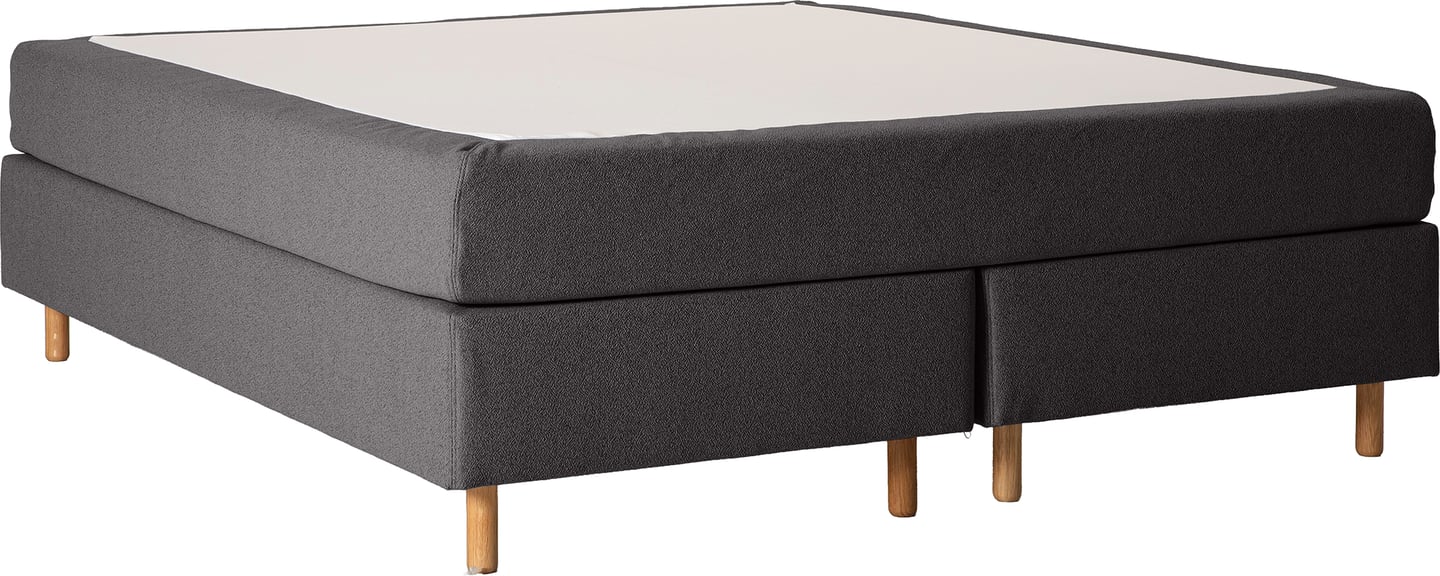 Unelle 500 Viscolux jenkkisänky 5-vyöhyke visco, 160x200, hard/hard, Fano 93 tummanharmaa, tammijalat