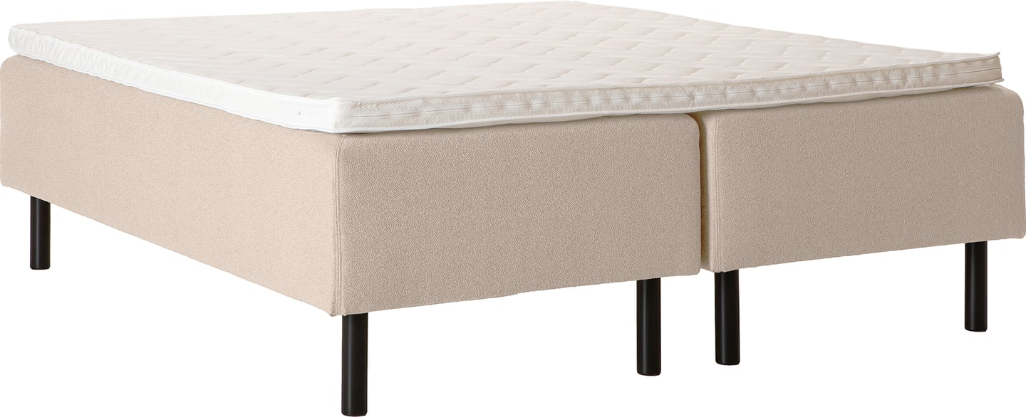 Unelle 500 Viscolux runkopatjasetti 5-vyöh. visco 180x200cm hard/hard, Fano 03 luonnonvalkoinen, mustat puujalat (sis. Memory-petauspatja soft)