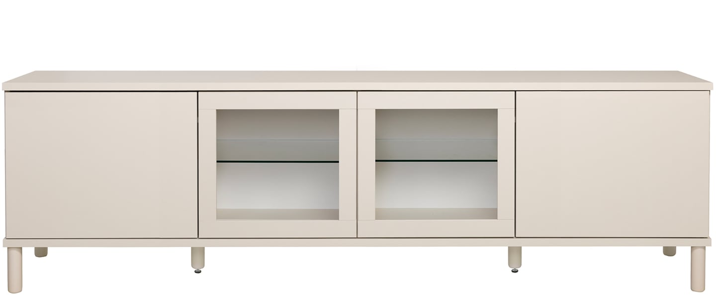 Sata taso nro 90. 200cm 2 ovea + 2 lasiovea greige, pyöreä jalka