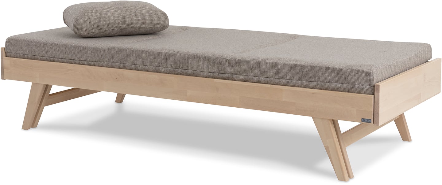 Notte 3-istuttava divaani vuodesohva 200cm taittopatjalla (beige), koivu lakattu