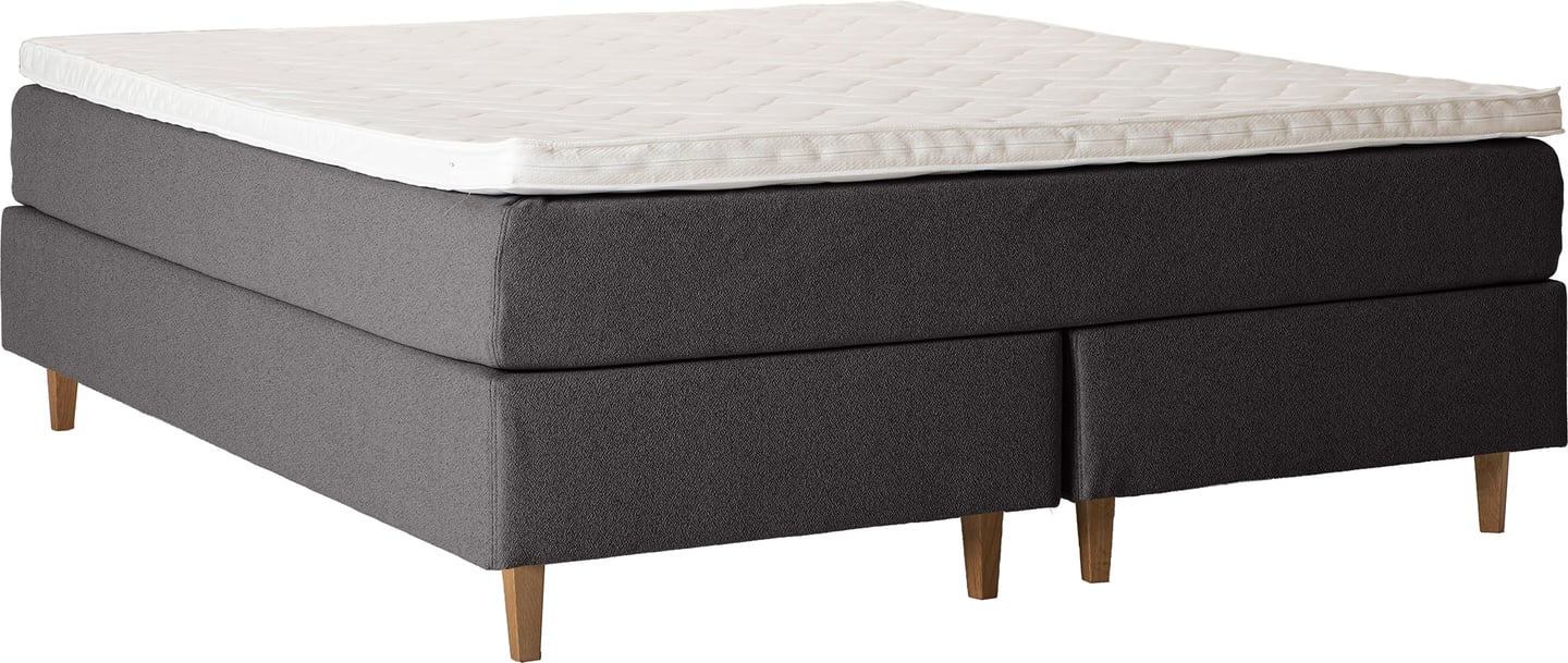 Unelle 500 Viscolux jenkkisänky 5-vyöhyke visco, 180x200, hard/hard, Fano 93 tummanharmaa, Memory-petauspatja soft, tammijalat