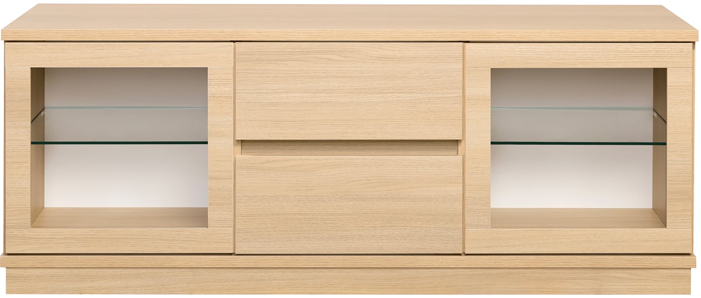 Sata taso nro 32. 138cm 2 lasiovea + 2ltk vaalea tammi, sokkeli