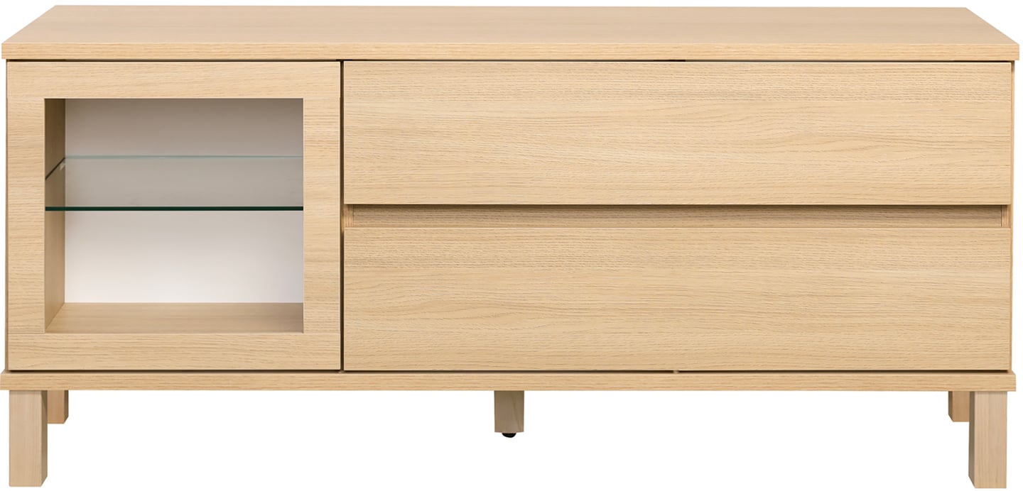 Sata taso nro 39. 138cm 2ltk + lasiovi vasen vaalea tammi, kantikas jalka