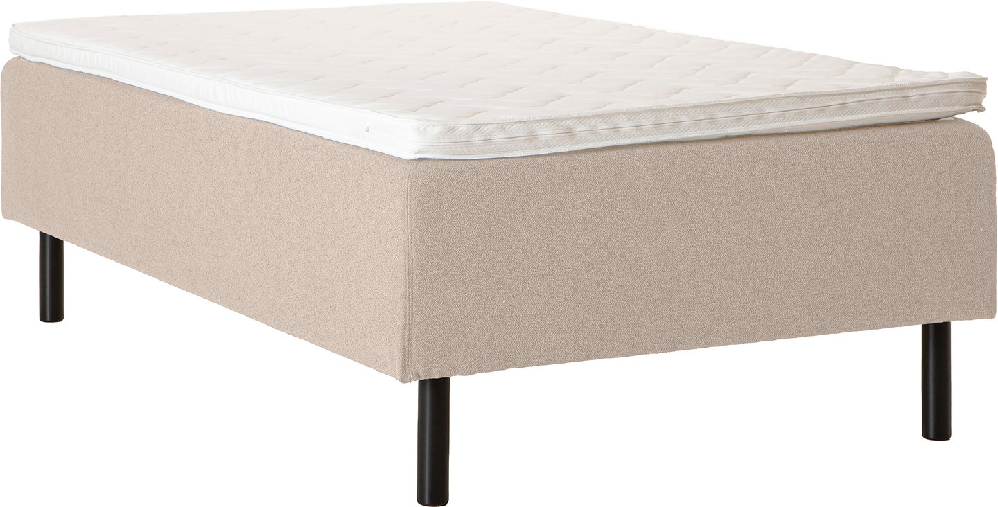 Unelle 500 Viscolux runkopatja 5-vyöh. 120x200cm hard, Fano 03 luonnonvalkoinen, mustat puujalat (sis. Memory-petauspatja soft)