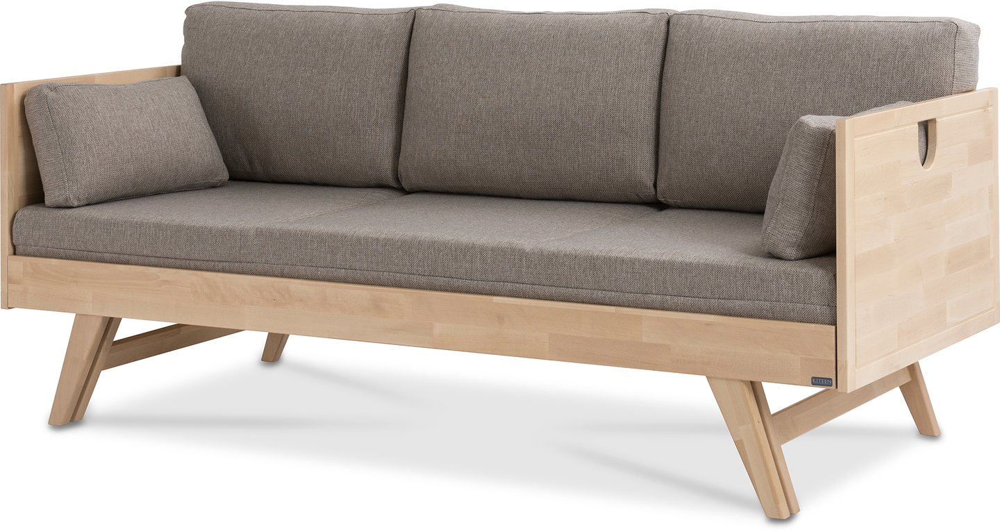 Notte vuodesohva 200cm taittopatjalla (beige), koivu lakattu