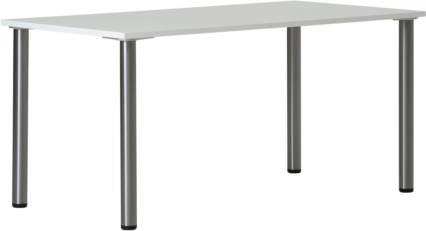 Max pöytä 135x80 cm, valkoinen kansi / kromi jalat: Tyylikäs valkoinen Max-työpöytä (135x80 cm) sopii moderniin toimistoon tai kotiin. Kestävä metallijalka takaa vakauden ja tyylin.