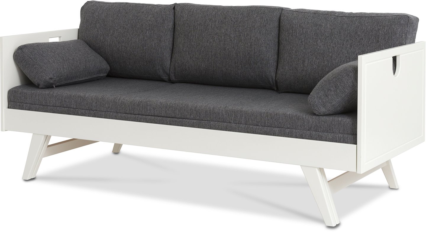 Notte 3-istuttava vuodesohva 190cm taittopatjalla (harmaa), valkoinen