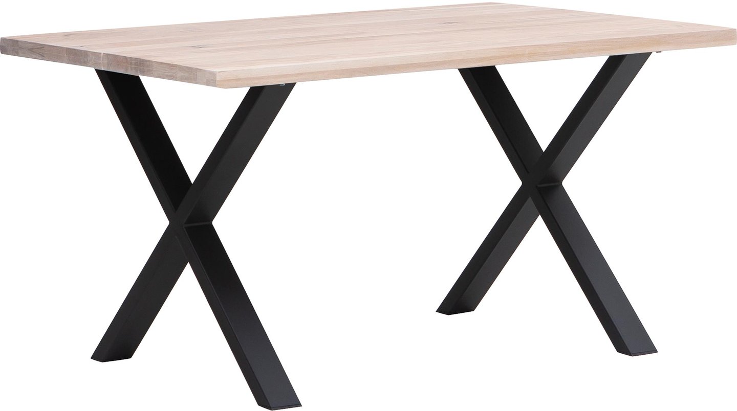 Isla lankkupöytä 140x95 valkoöljytty tammi, X-jalalla: Tyylikäs ruokapöytä neljälle, valkolakattu tammi, 140x95 cm. Sopii täydellisesti moderniin ruokailutilaan. Kestävä ja kaunis valinta.