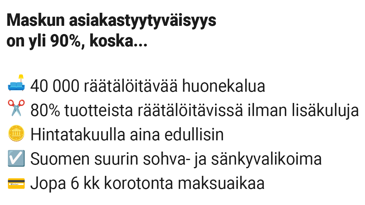 Asiakastyytyväisyys tuotesivun etukuva