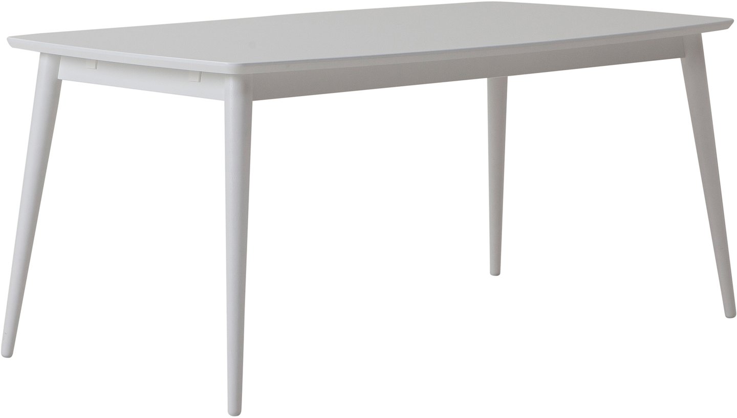 Reino ruokapöytä 170x95cm, valkoinen: Tyylikäs Reino-ruokapöytä kahdelle, valkoinen MDF ja koivu, täydellinen ruokailutilaan. Sopii moderniin sisustukseen.