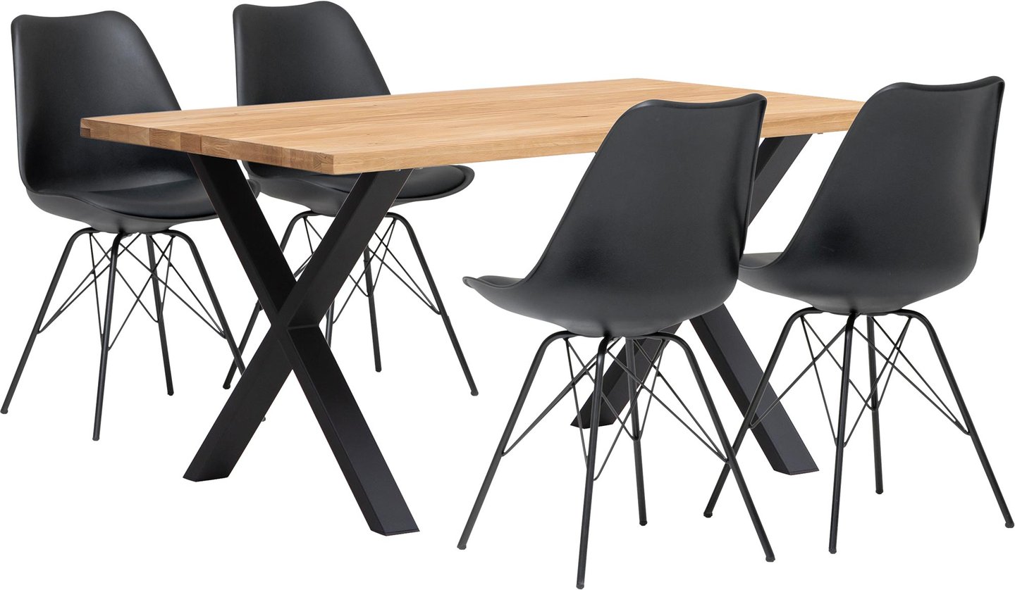 Isla & Concept Black ruokailuryhmä 95x140 neljälle öljytty tammi: Tyylikäs ruokapöytä neljälle, luonnollista puuta, öljytetty pinta. Sopii moderniin ruokailutilaan, täydellinen ruokailuryhmä.