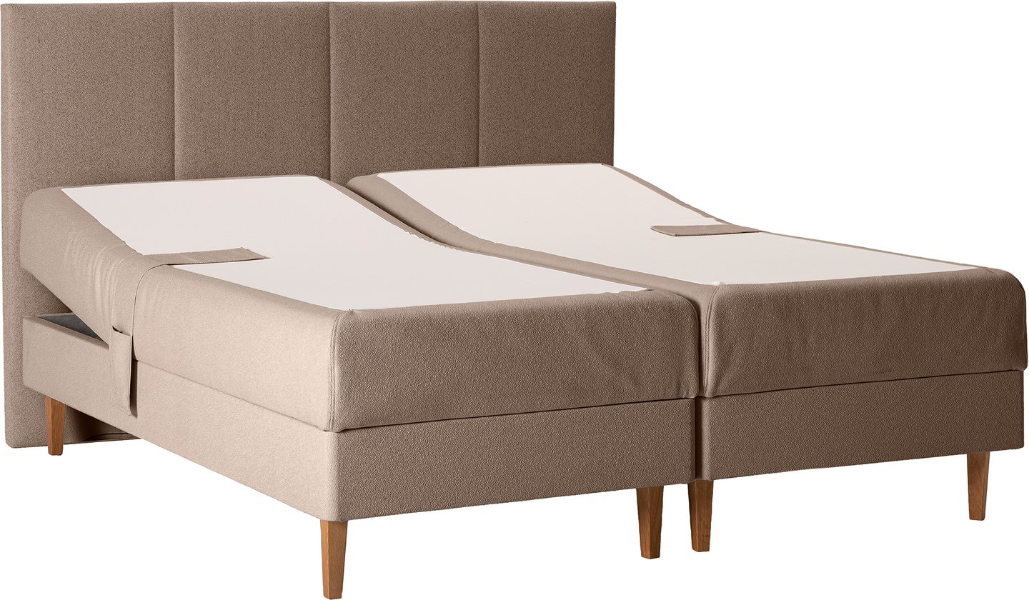Unelle 500 Viscolux moottorisänky 5-vyöh. visco 180x200cm hard/hard, Fano 15 ruskea, tammijalat (sis. raita-pääty)