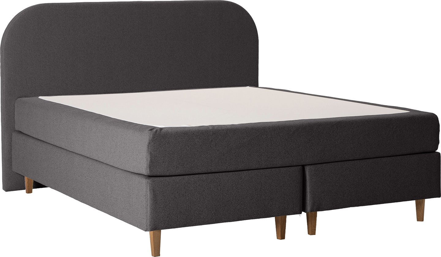 Unelle 500 Viscolux jenkkisänky 5-vyöhyke visco, 180x200, medium/medium, Fano 93 tummanharmaa, tammijalat (sis. sileä pääty)