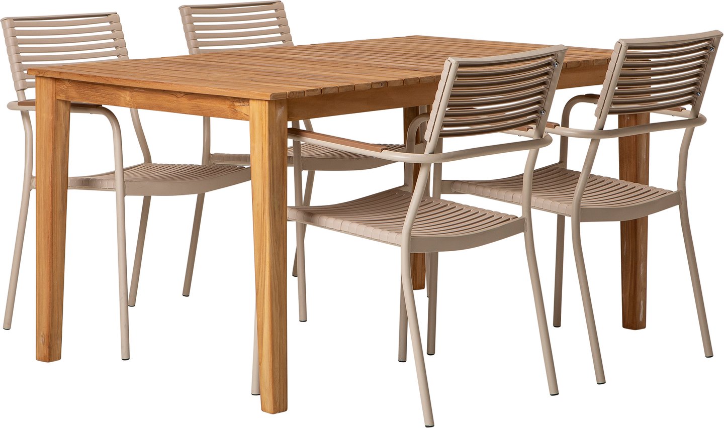 Piemonte & Calle ruokailuryhmä 150x90cm, neljälle, teak/khaki