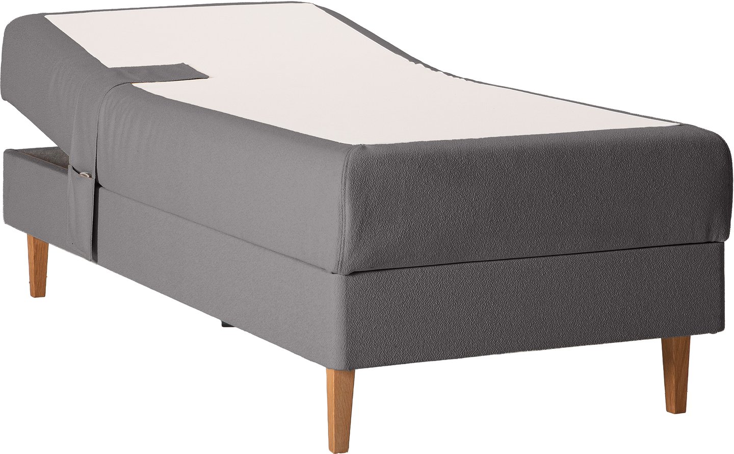Unelle 500 Viscolux moottorisänky 5-vyöh. visco 90x200cm hard, Fano 93 tummanharmaa, tammijalat