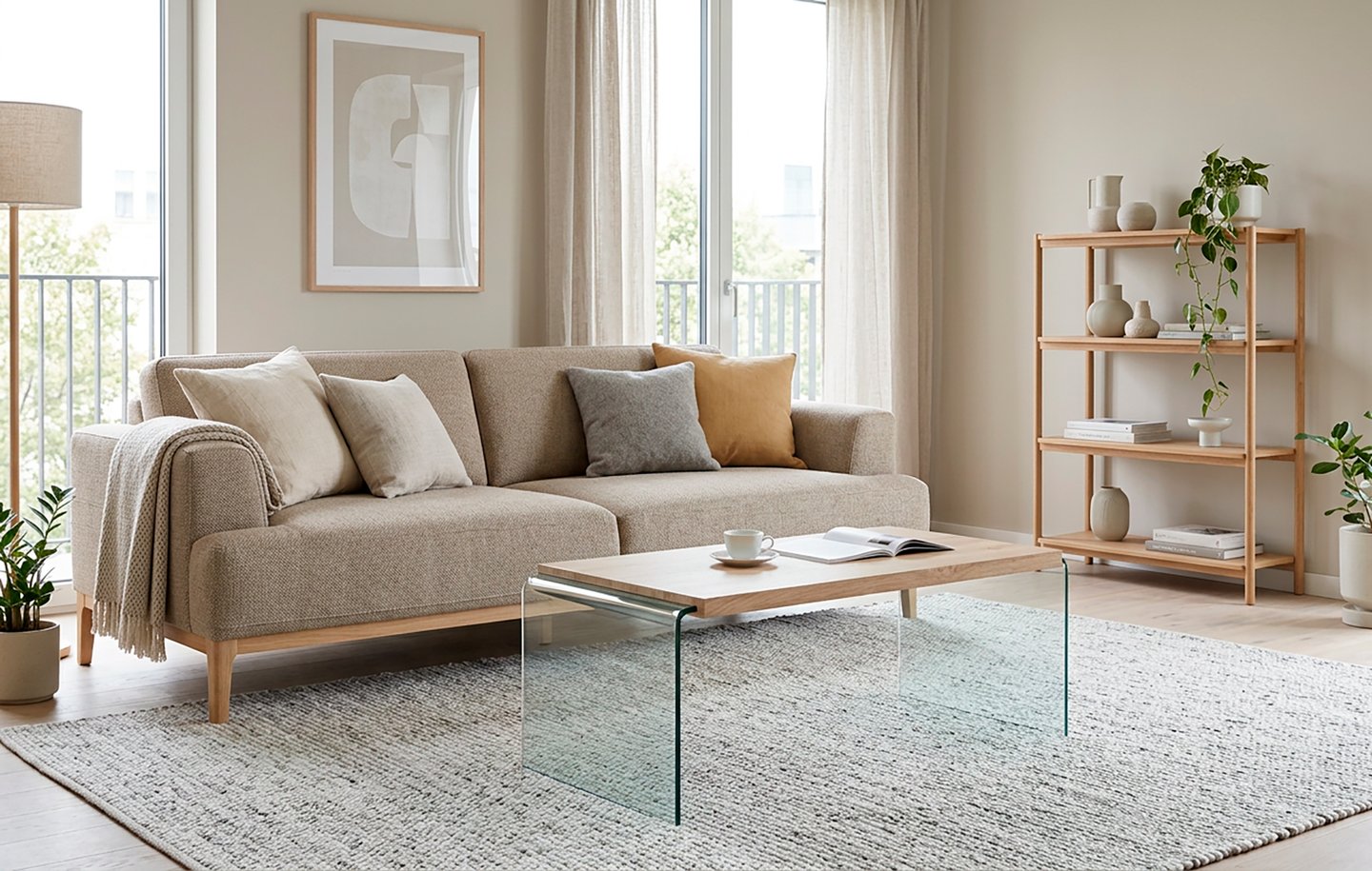 Venture Design Dawn sohvapöytä 110x55x40cm, 10mm lasirunko puujäljitelmäkannella (MDF)