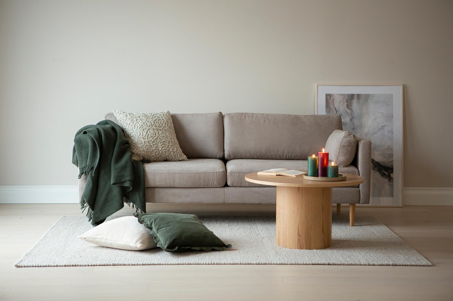 Copenhagen Scandic 3-ist. sohva greige, tammijalat