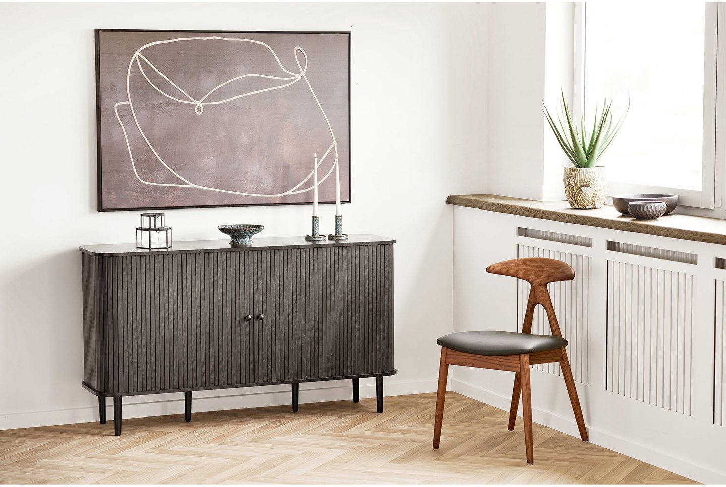 House Nordic senkki, 2 ovea, musta, 140x40x79 cm