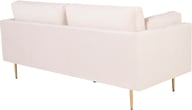 Boom 3-ist. sohva beige vakosametti: Tyylikäs 3-istuttava sohva vihreästä vakosametista, moderni muotoilu, täydellinen olohuoneeseen. Elegantti beige raitakuosi tuo lämpöä ja tyyliä.