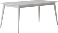 Reino ruokapöytä 170x95cm, valkoinen: Tyylikäs Reino-ruokapöytä kahdelle, valkoinen MDF ja koivu, täydellinen ruokailutilaan. Sopii moderniin sisustukseen.